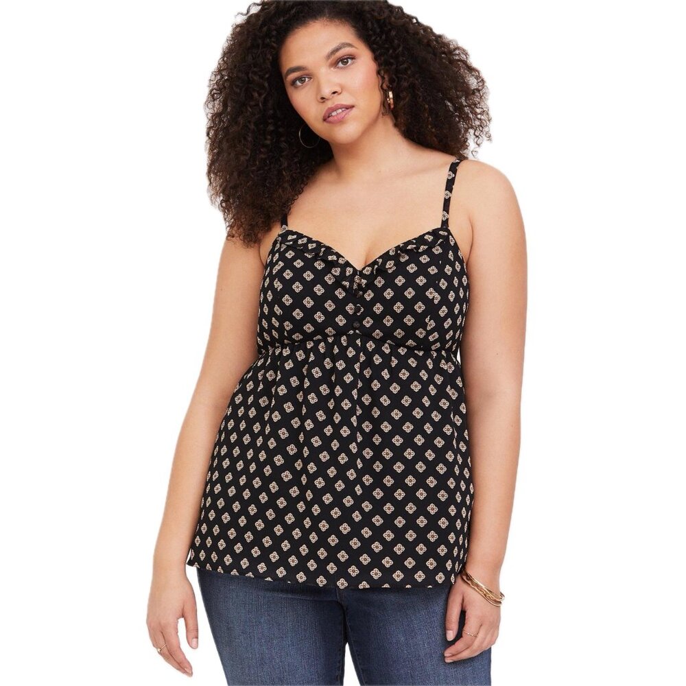 NWT Torrid Babydoll Chiffon Cami BLACK GEO FLORAL - size 3X